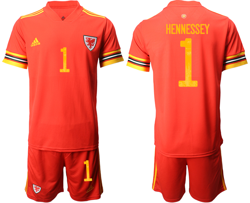 Men 2021 European Cup Welsh home red #1 Soccer Jersey